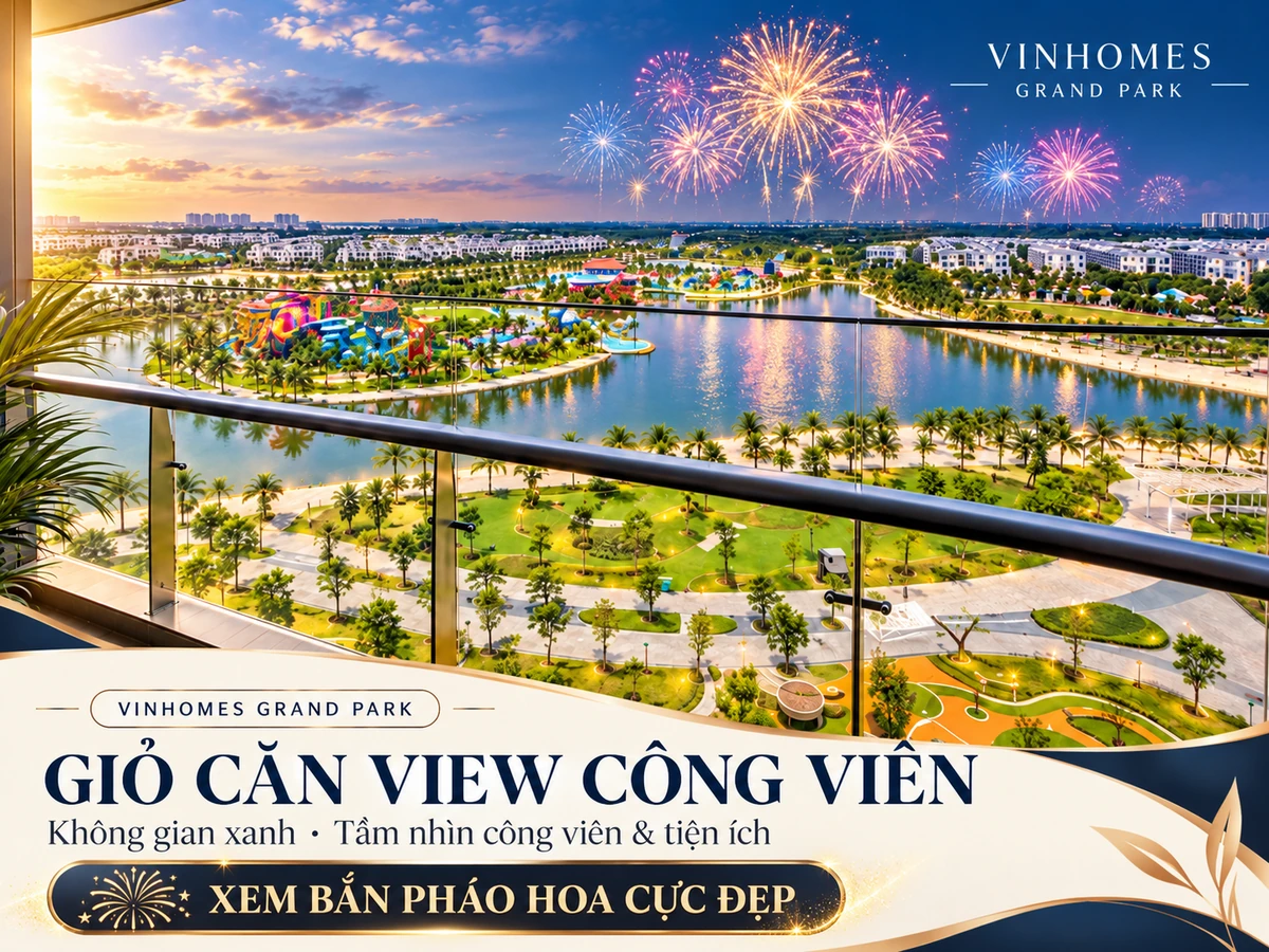 Giỏ căn view công viên - Minh họa không gian xanh, tiện ích và pháo hoa